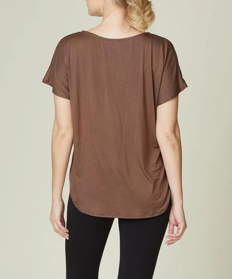 Organic Bamboo Dolman Sleeve Top | Soft Relaxed Fit Tee (Mocha)