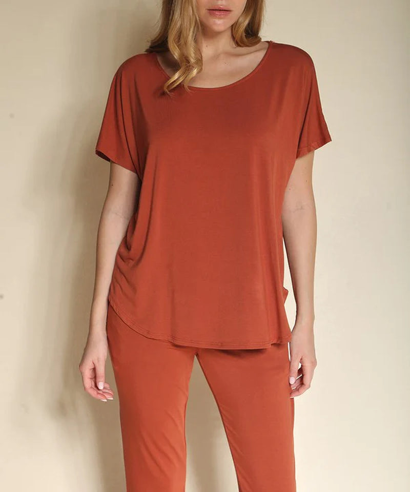 Organic Bamboo Dolman Sleeve Top | Soft Relaxed Fit Tee (Mocha)