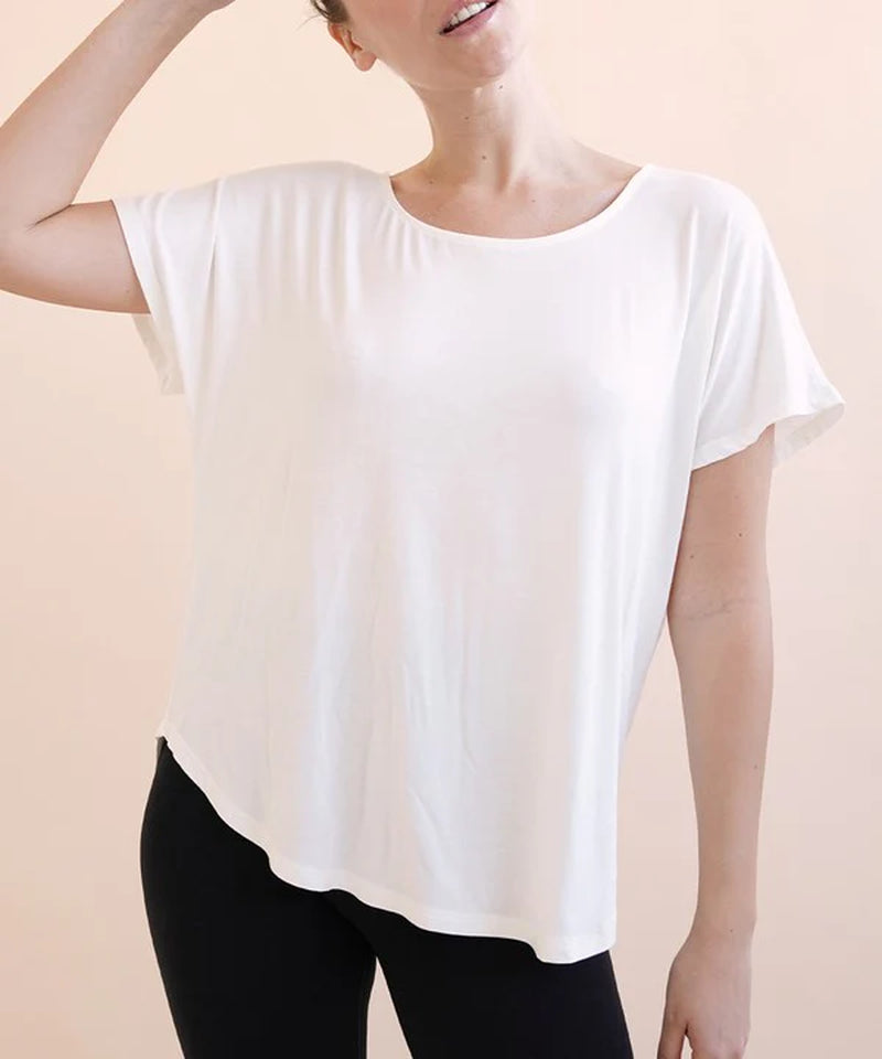 Organic Bamboo Dolman Sleeve Top | Soft Relaxed Fit Tee (Mocha)