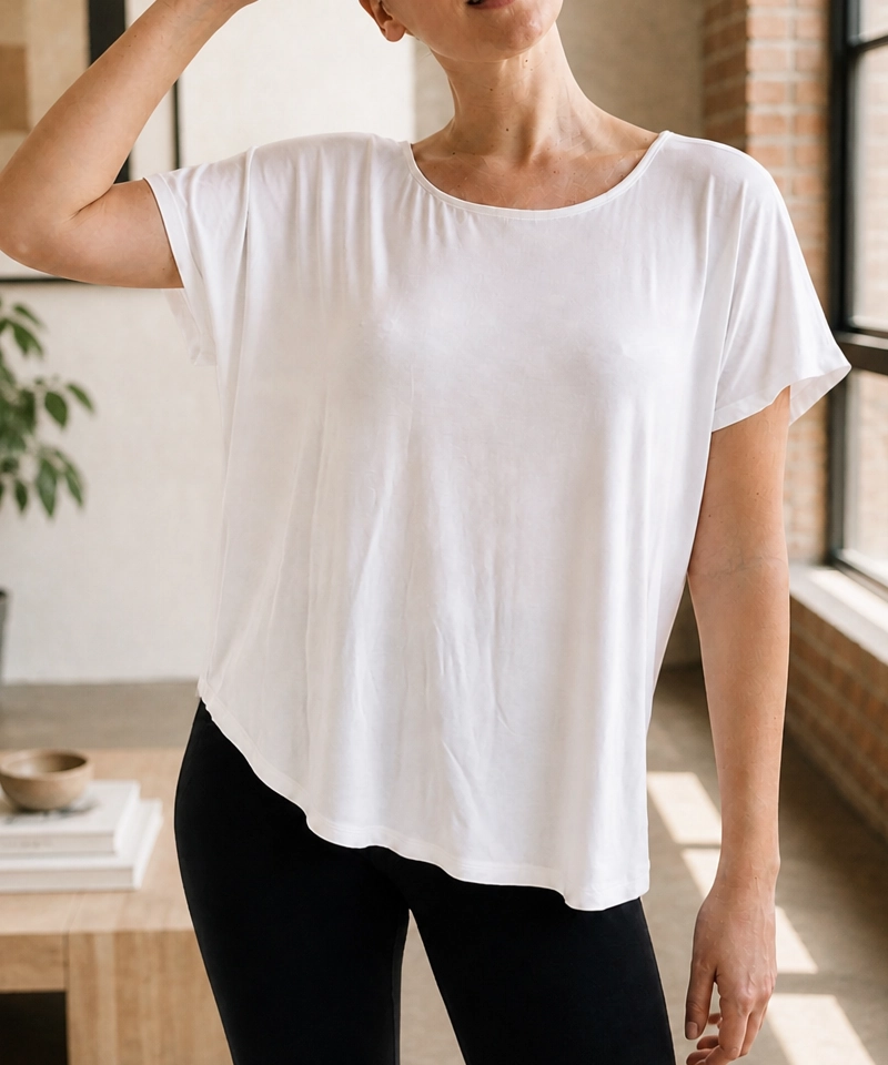 Organic Bamboo Dolman Sleeve Top | Soft Relaxed Fit Tee (Mocha)