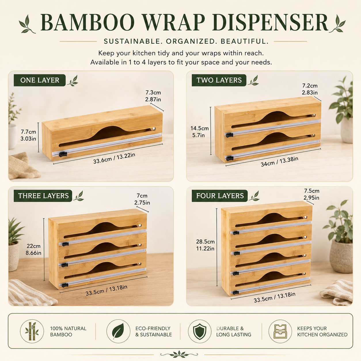 WrapNeat™ Bamboo Kitchen Wrap Station