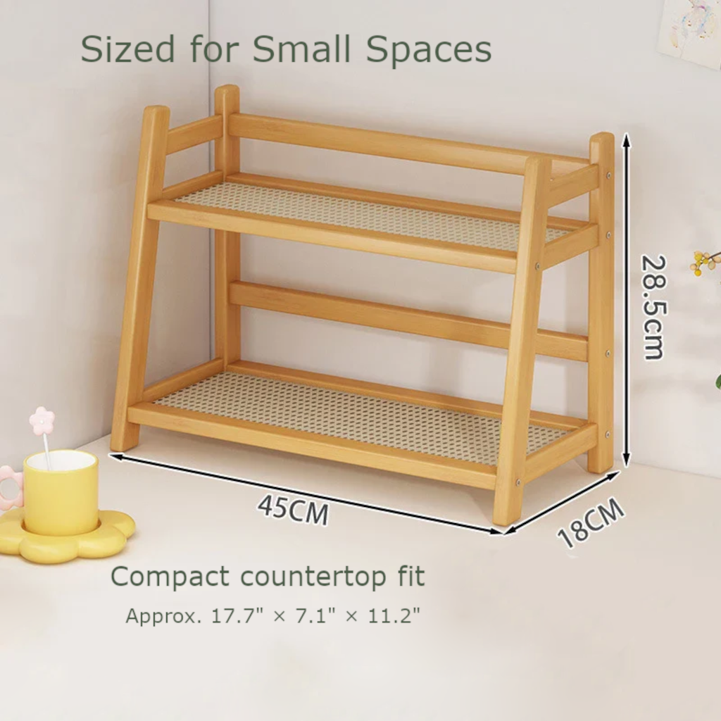 2-Tier Bamboo Kitchen Counter Organizer Rack