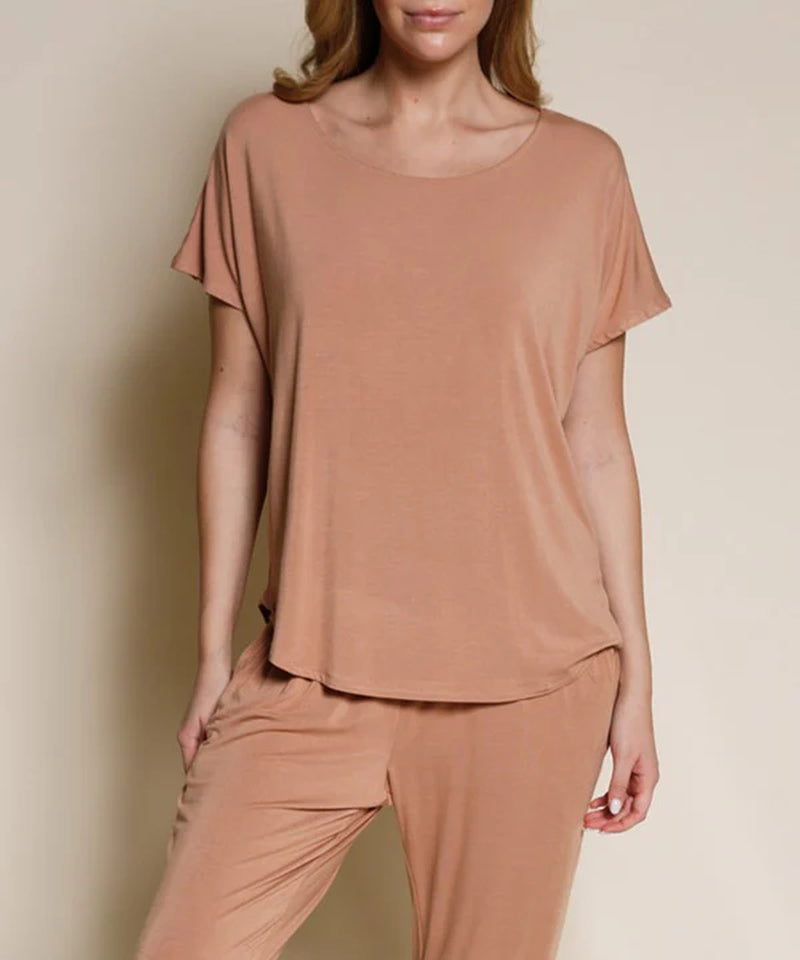 Organic Bamboo Dolman Sleeve Top | Soft Relaxed Fit Tee (Mocha)
