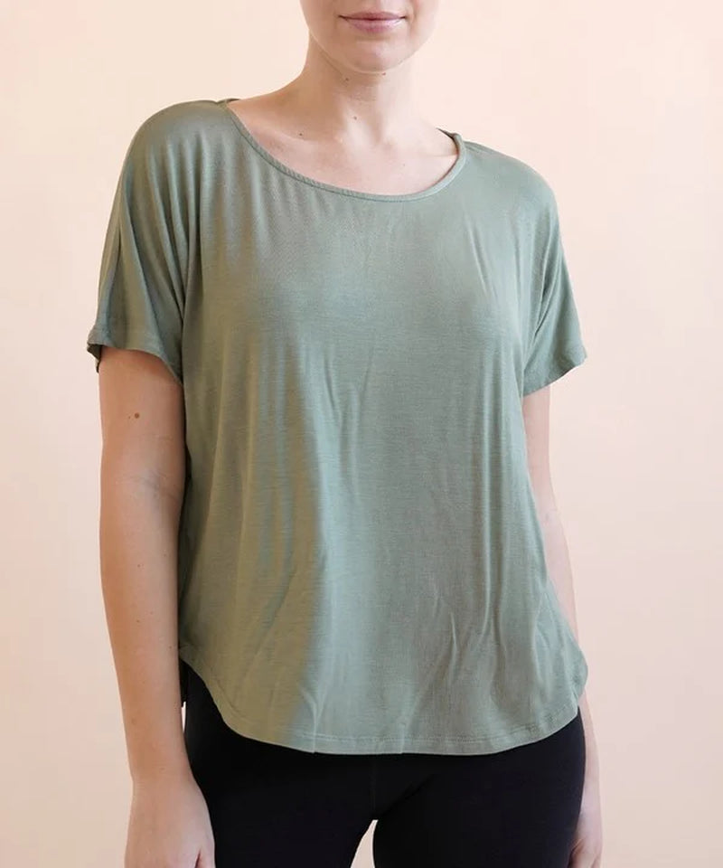 Organic Bamboo Dolman Sleeve Top | Soft Relaxed Fit Tee (Mocha)