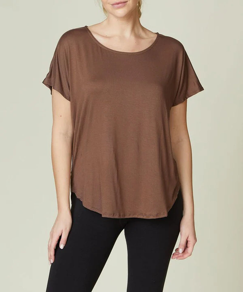 Organic Bamboo Dolman Sleeve Top | Soft Relaxed Fit Tee (Mocha)