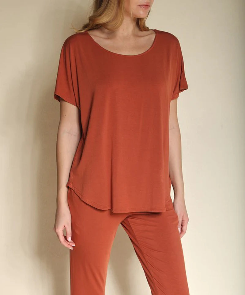 Organic Bamboo Dolman Sleeve Top | Soft Relaxed Fit Tee (Mocha)