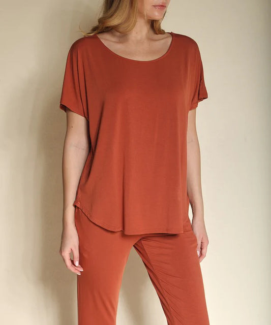 Organic Bamboo Dolman Sleeve Top | Soft Relaxed Fit Tee (Mocha)