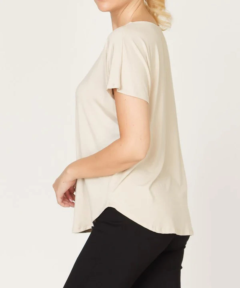 Organic Bamboo Dolman Sleeve Top | Soft Relaxed Fit Tee (Mocha)
