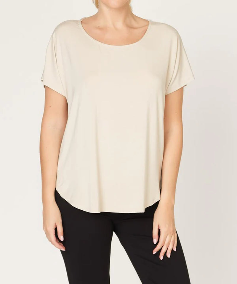 Organic Bamboo Dolman Sleeve Top | Soft Relaxed Fit Tee (Mocha)